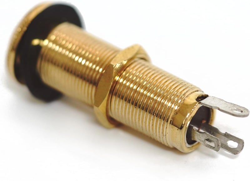 guyker Stereo Long Threaded Output Jack - Pro Metal Guitar Bass Barrel Cylinder Input Output Jacks Plug Sockets with 3 Pins Replacement Part (1 Piece, Gold) - Image 2